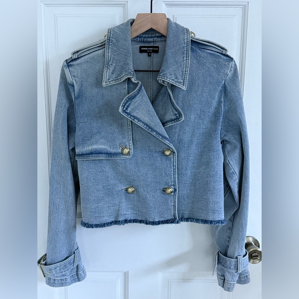 Generation Love Light Blue Cropped Denim Jacket